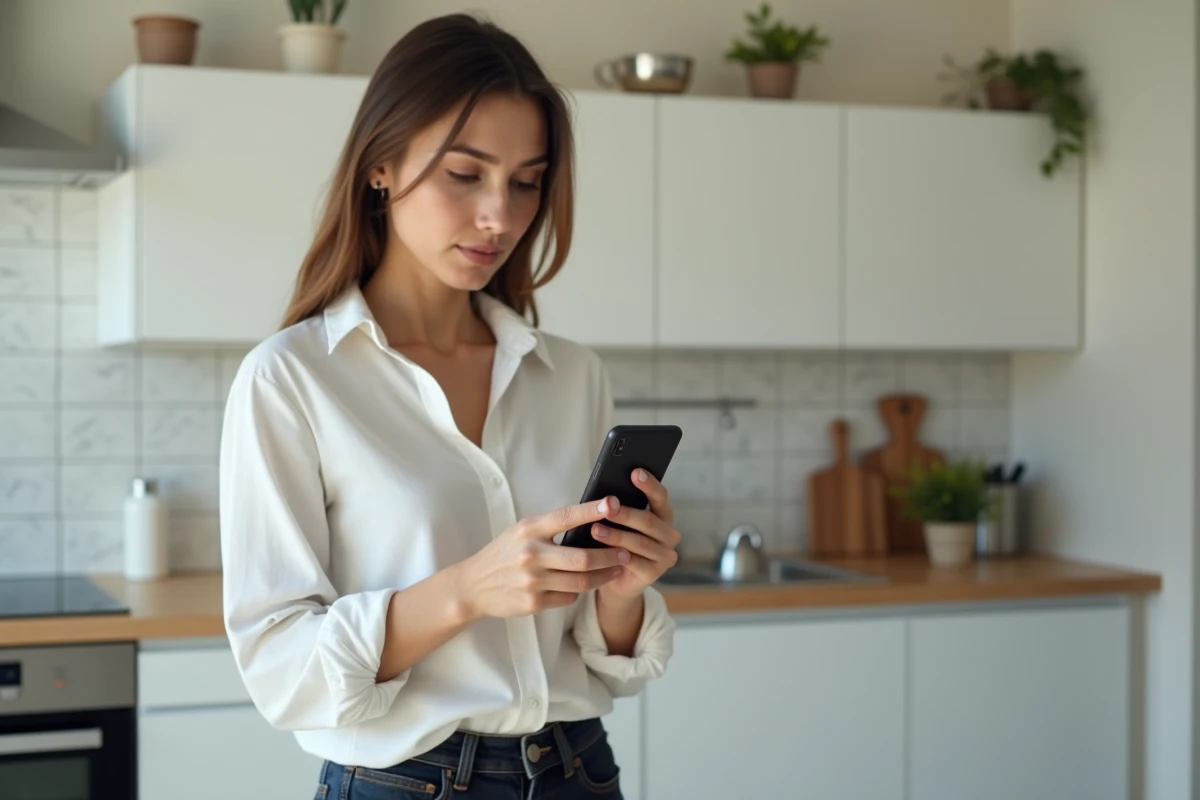 Femme activant les paramètres d'installation de sources inconnues sur un smartphone Android pour un APK légal