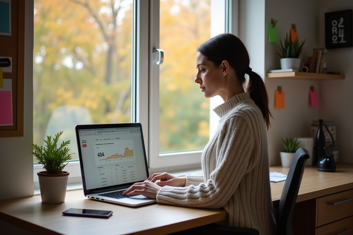 Femme vérifiant des rapports d