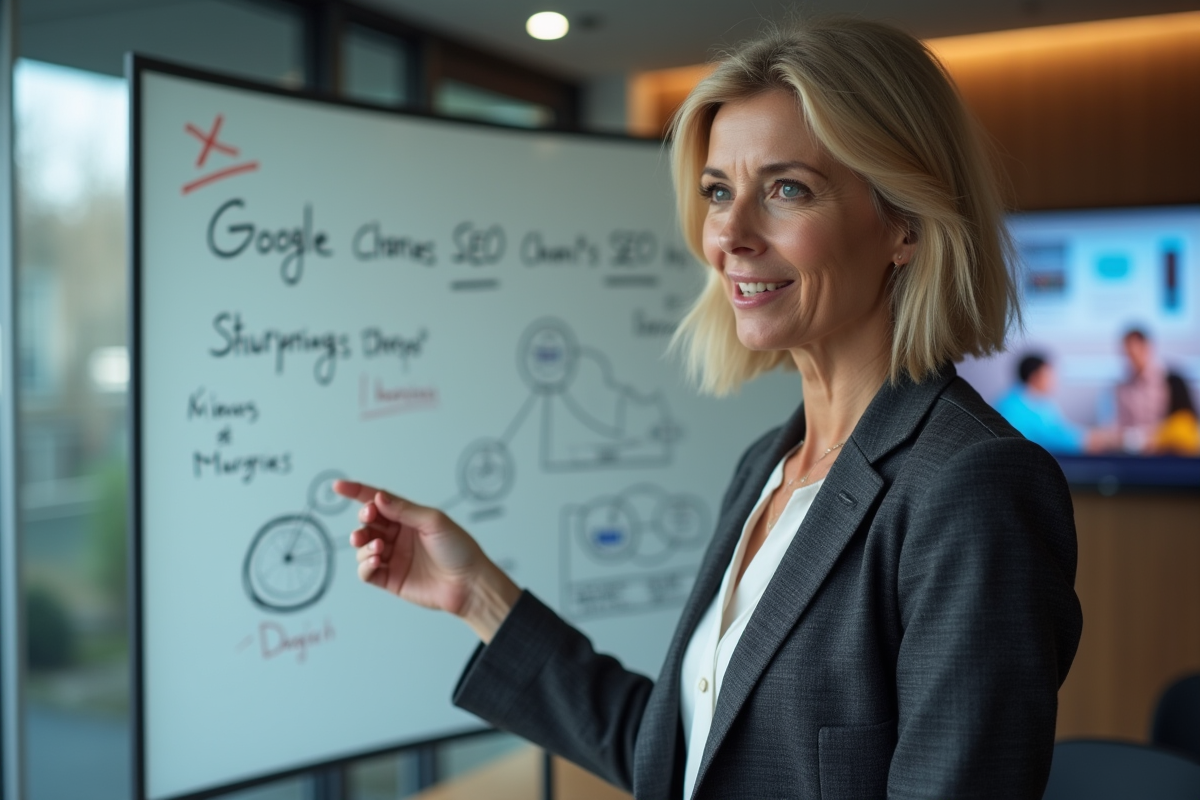 Femme en présentation sur les changements SEO