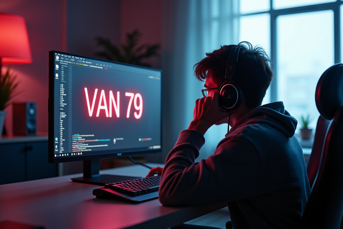 Gamer frustré devant un écran Valorant Van 79